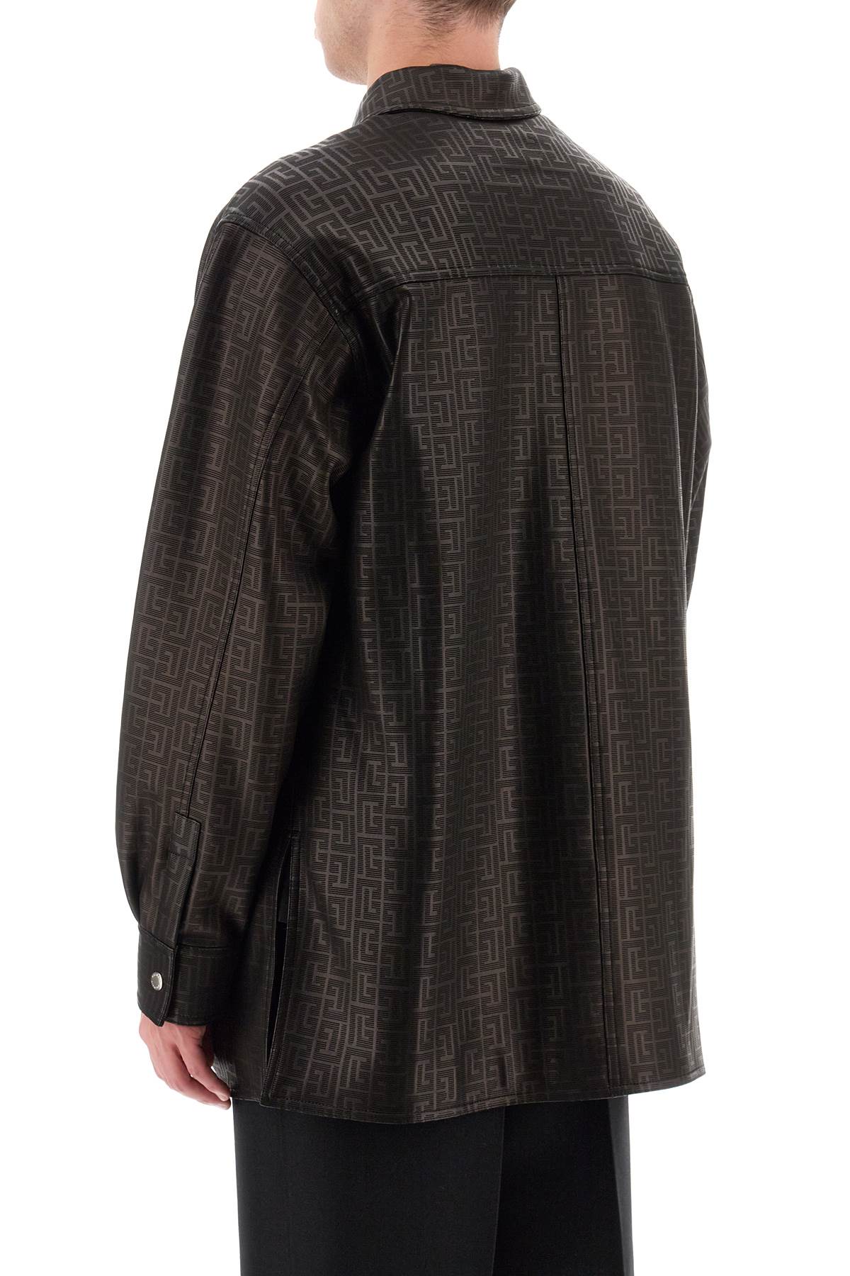 Balmain Monogram Leather Overshirt Jacket for Men - Luxury Designer Shacket for Casual & Streetwear Outfits