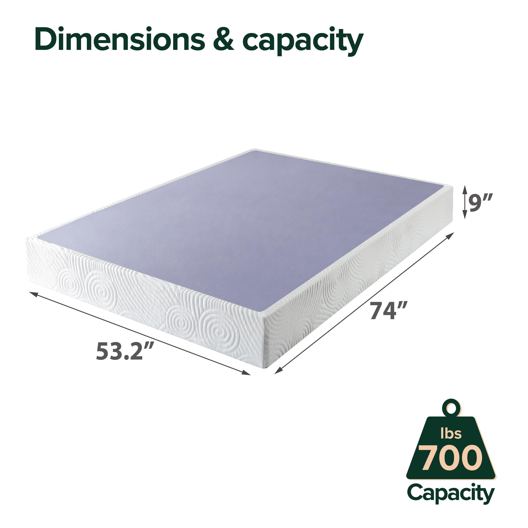 ZINUS 9 Inch Metal Box Spring with Wood Slats - Full Size Mattress Foundation, Sturdy Steel Structure & Easy Assembly for Bedroom, Guest Room, or Dorm