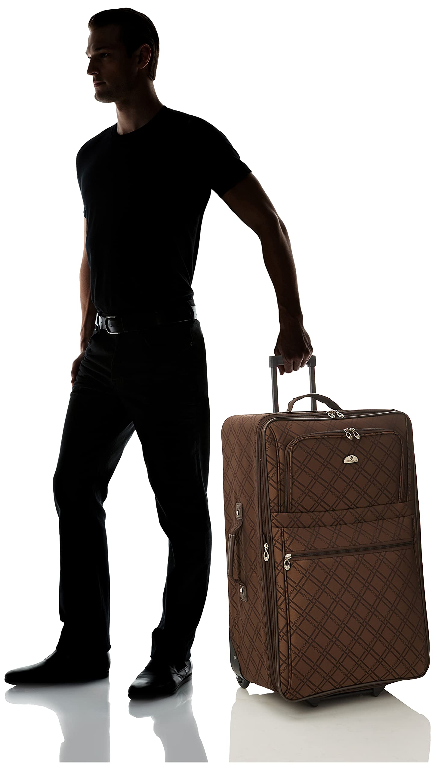 American Flyer Luggage Pemberly 5-Piece Suitcase Set with Buckles - Chocolate Brown - Perfect for Family Travel, Business Trips & Vacation Packing