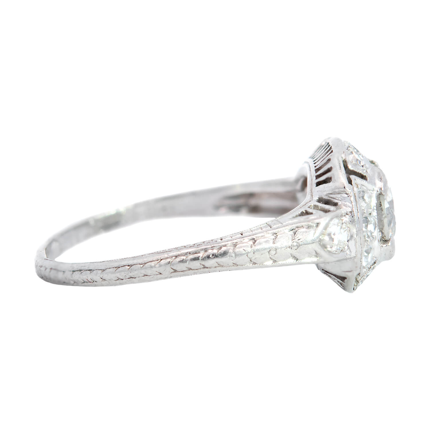 Art Deco Platinum Diamond Engagement Ring 0.55 Carat Total Weight - Vintage Wedding Band for Proposal, Anniversary & Special Occasions