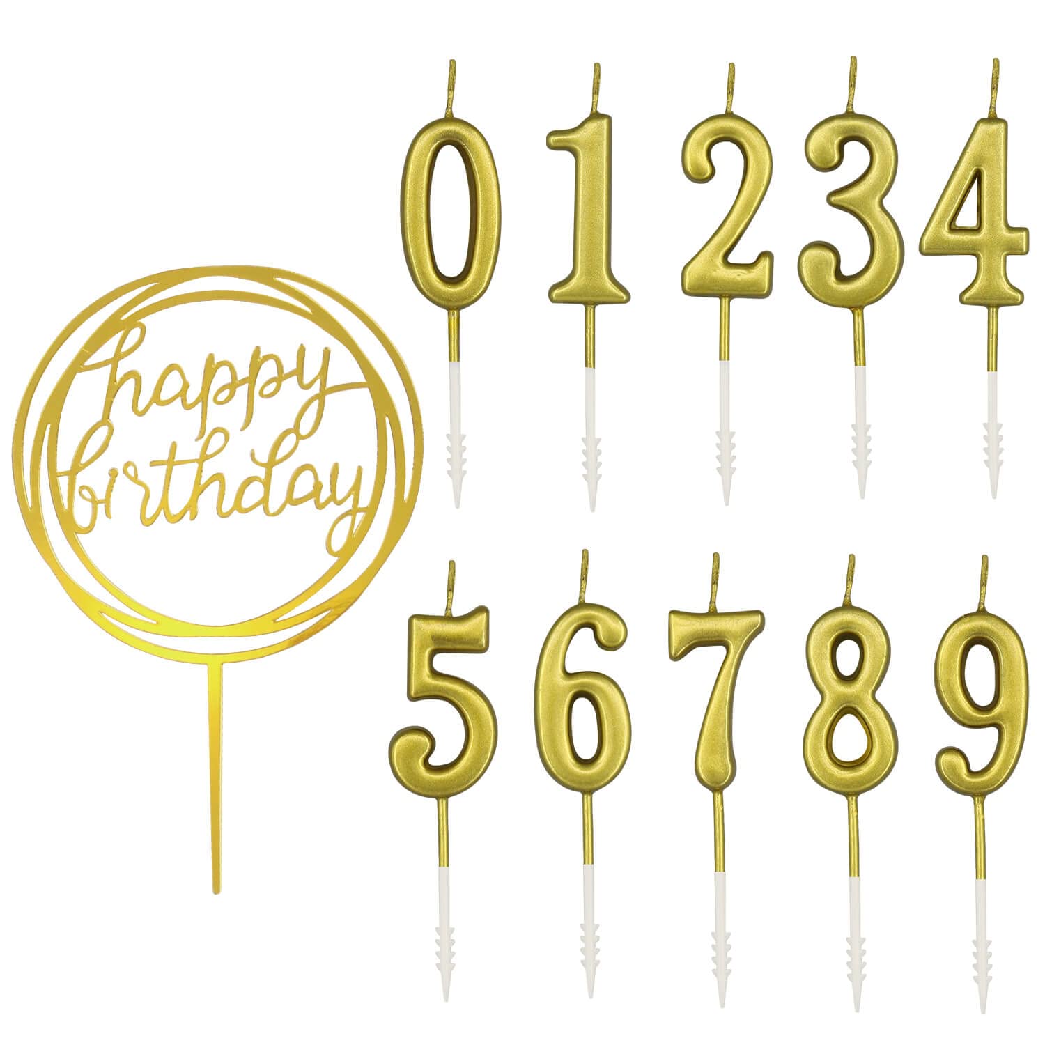 10-Piece Number Birthday Candles Set (0-9) - Gold Glitter Cake Toppers for Birthday Parties, Weddings & Special Celebrations - Perfect for Cakes, Cupcakes & Dessert Decorations