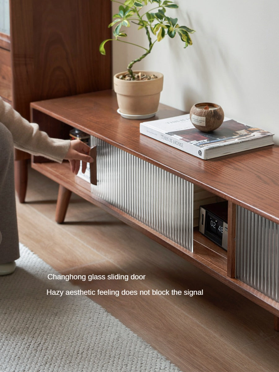 Oak Solid Wood Modern Simple TV Cabinet - Stylish & Durable Entertainment Center for Living Room, Bedroom, or Home Theater
