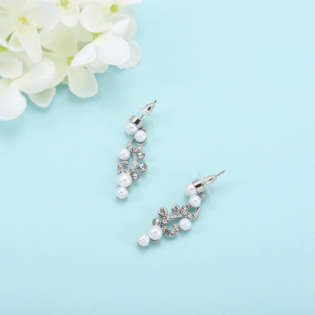 Elegant Silver Crystal Bridal Jewelry Set - Necklace & Earrings for Women | Rhinestone Wedding Accessories | Perfect for Brides, Bridesmaids, and Special Occasions