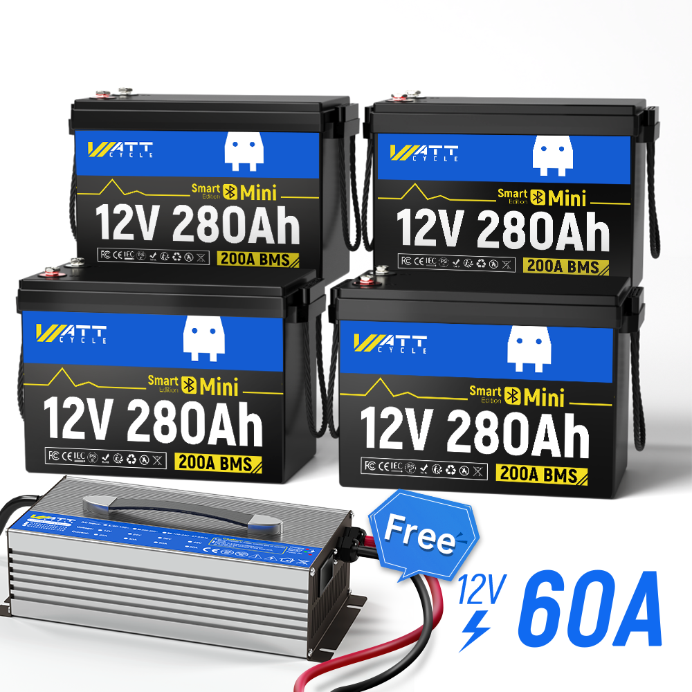 Upgraded Smart Version 12V 280Ah Mini LiFePO4 Lithium Battery - Perfect for Solar Power Systems, RVs, Marine & Off-Grid Applications