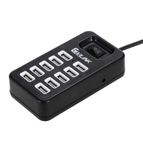 Bakeey 10-Port USB 2.0 Charging Station with Individual On/Off Switches - Fast Multi-Port USB Hub Charger for iPhone, Android, iPad, Tablets - Perfect for Home, Office, Travel & Family Charging Needs