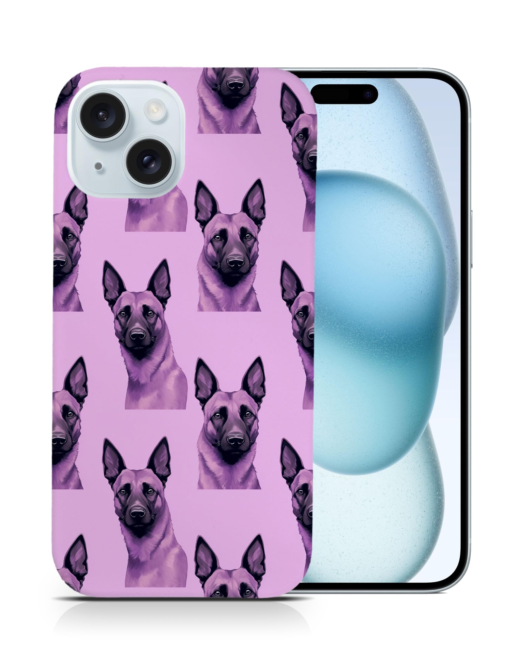 Durable Polycarbonate Phone Case for Apple iPhone 15 - Cute Belgian Malinois Puppy Dog Design | Scratch-Resistant Protective Cover for Everyday Use, Work & Travel