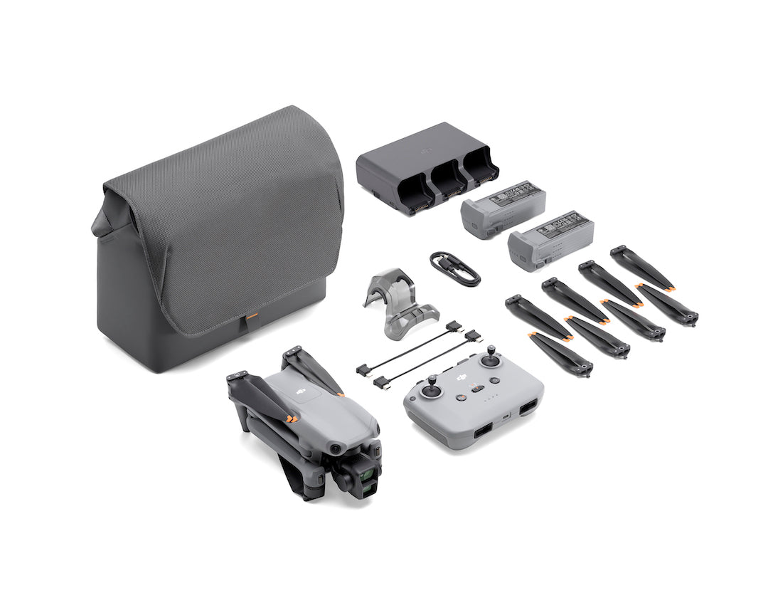 DJI Air 3 Fly More Combo with DJI RC-N2 Remote Controller - 4K Dual Camera Drone with 46-Min Flight Time, Omnidirectional Obstacle Sensing - Perfect for Aerial Photography, Travel Vlogging & Outdoor Adventures