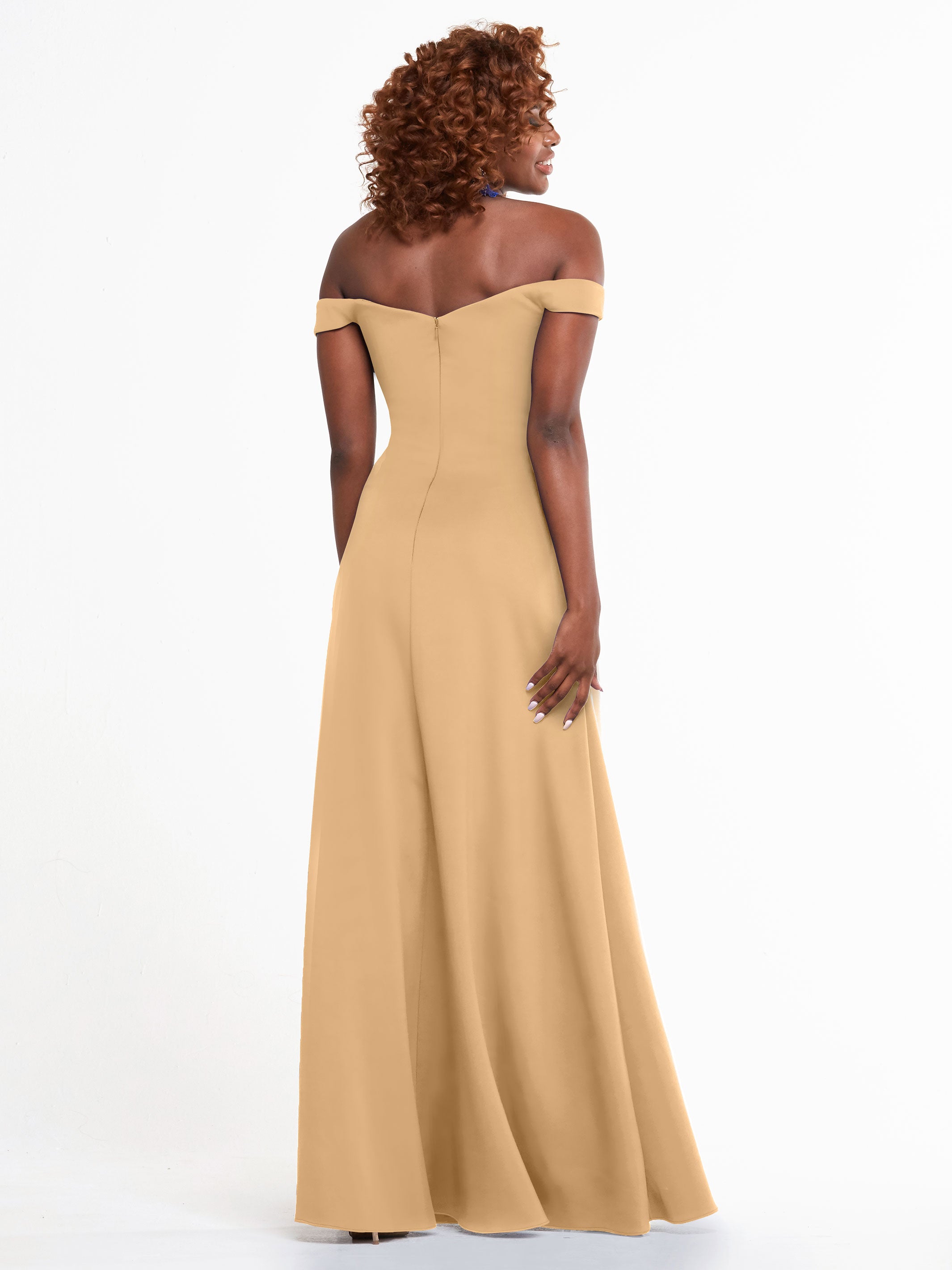 Elegant A-Line Double Knit Bridesmaid Dress with Off-the-Shoulder Straps - Perfect for Weddings, Formal Events & Special Occasions