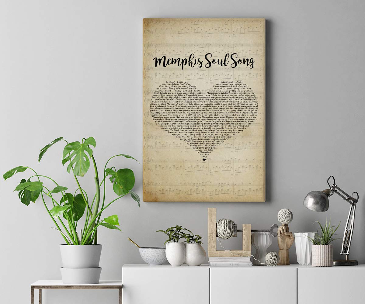 Memphis Soul Lyrics Framed Canvas Print - 16x24 Wall Art for Home Decor
