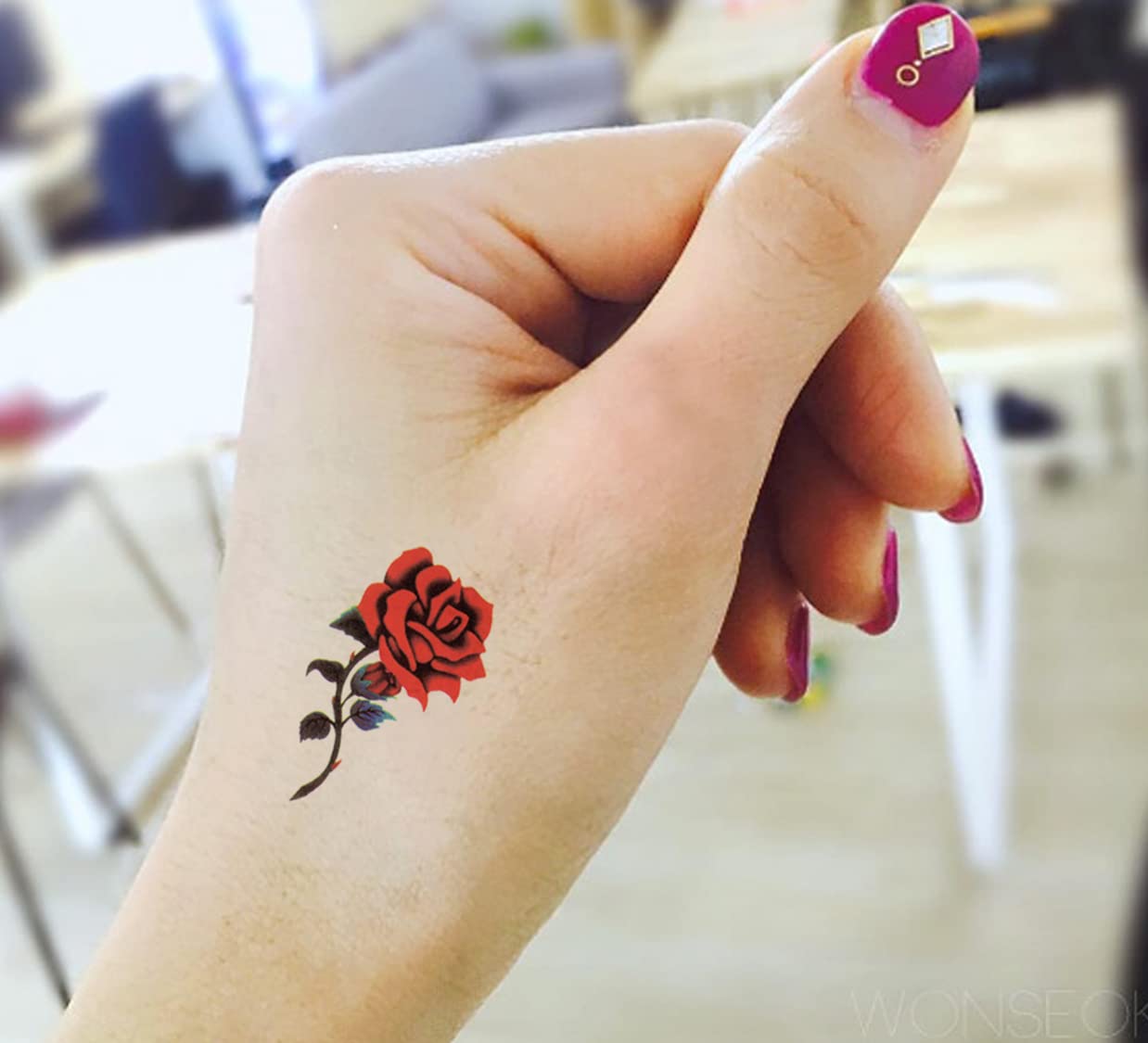 Waterproof Temporary Tattoo Stickers for Men & Women - 3D Realistic Flowers, Butterflies, Stars, Angels, Wolves & Armband Designs (60mmX105mm) | Perfect for Parties, Costumes & Body Art