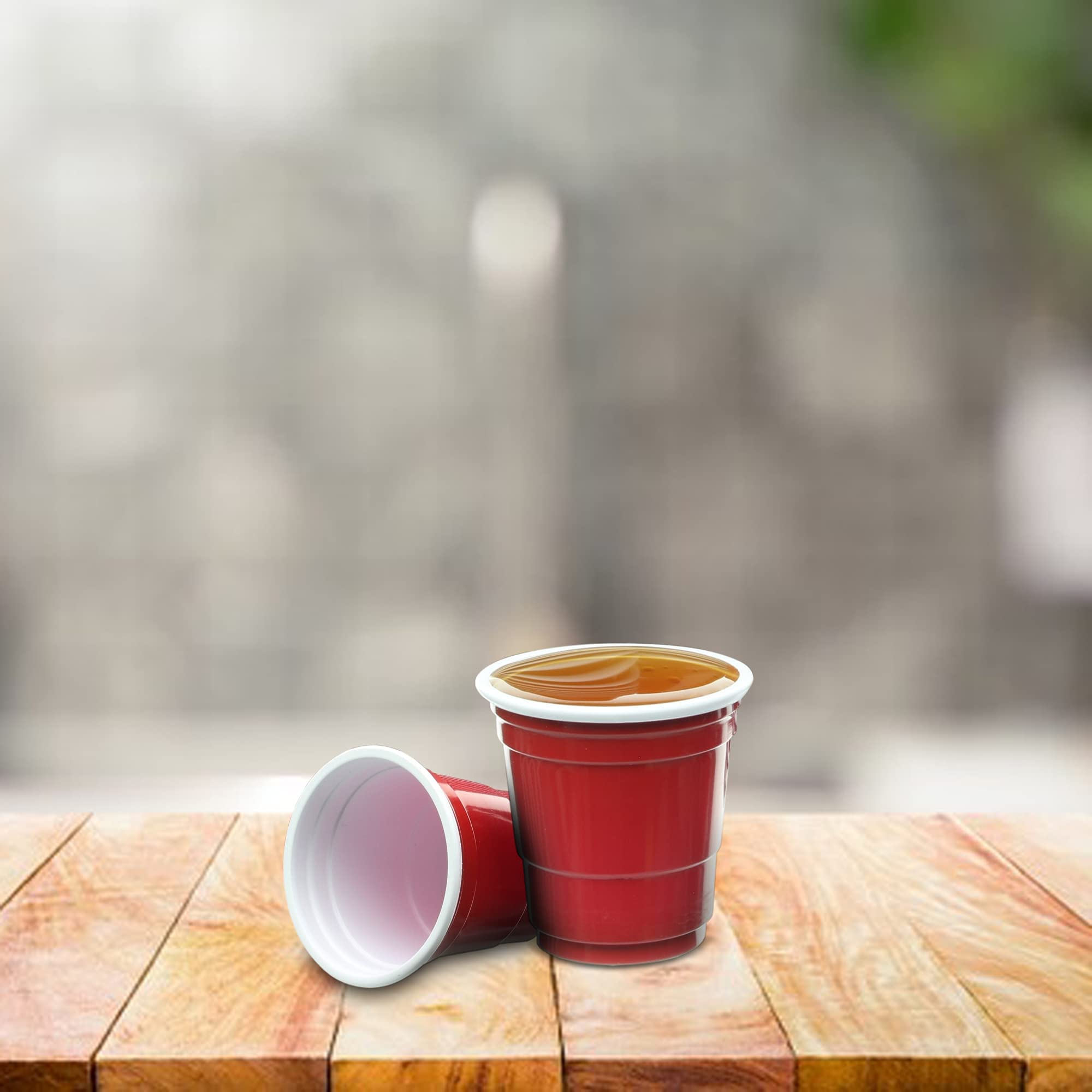 2oz Plastic Shot Glasses (120 Pack) - Mini Red Disposable Party Cups for Jello Shots, Condiments, Snacks & Tastings | Perfect for Parties, BBQs, Catering & Sampling Events