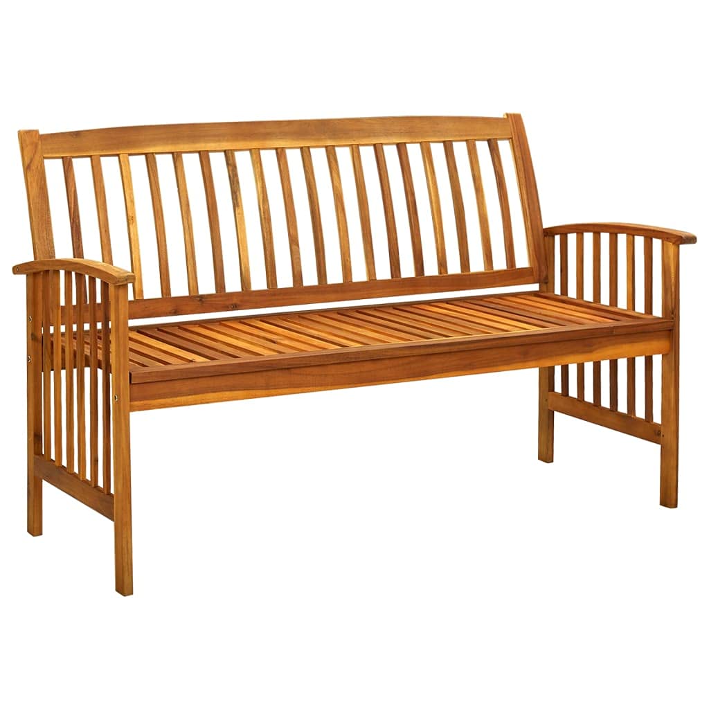 vidaXL Outdoor Patio Bench with Cushion - Acacia Wood Garden Park Bench for Backyard, Deck, Lawn & Front Porch - Farmhouse Style Solid Wood Furniture - Perfect for Outdoor Relaxation, Garden Seating and Patio Decor