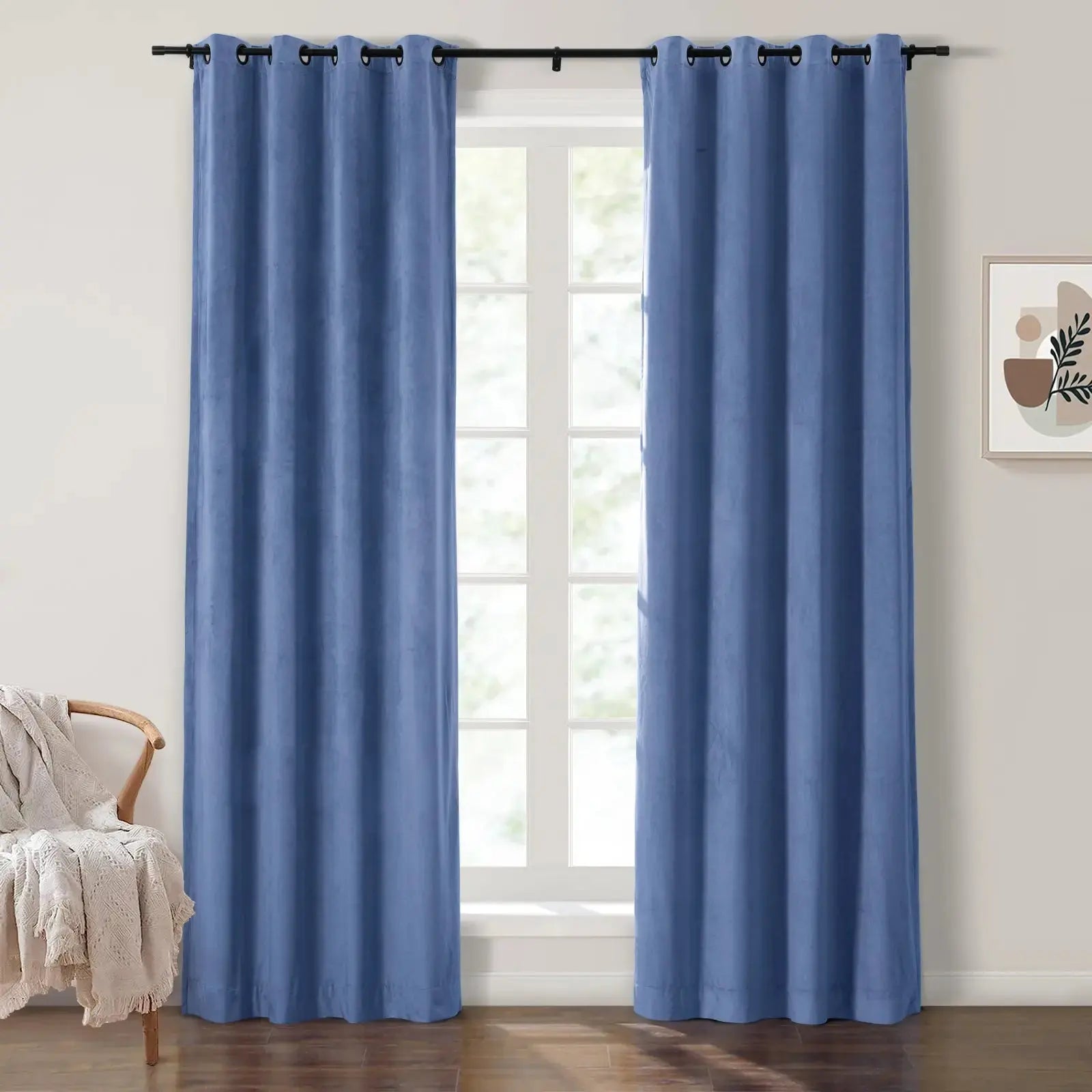 Luxury Velvet Grommet Curtains for Living Room & Bedroom - Blackout Thermal Insulated Drapes - Birkin Style Elegant Window Treatments for Home Decor