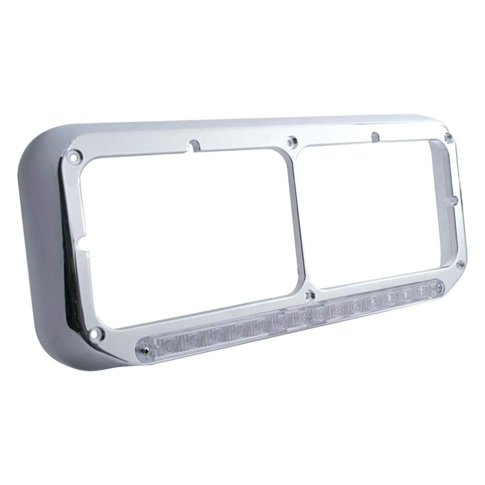 United Pacific 32382 14-LED Rectangular Headlight Bezel - Dual Amber LED & Clear Lens for Trucks, Jeeps & Off-Road Vehicles | Durable Replacement Lighting Accessory