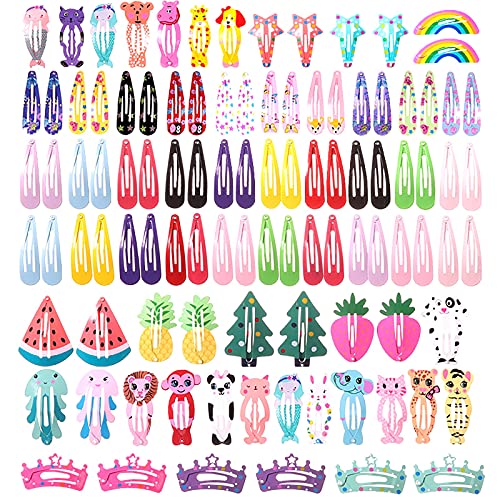 120 Pcs No Slip Metal Snap Hair Clips for Girls - Cute Candy Color Barrettes & Hair Pins for Kids, Perfect for Birthday Parties, School, Daily Use & Gift Giving (Assorted Colors)