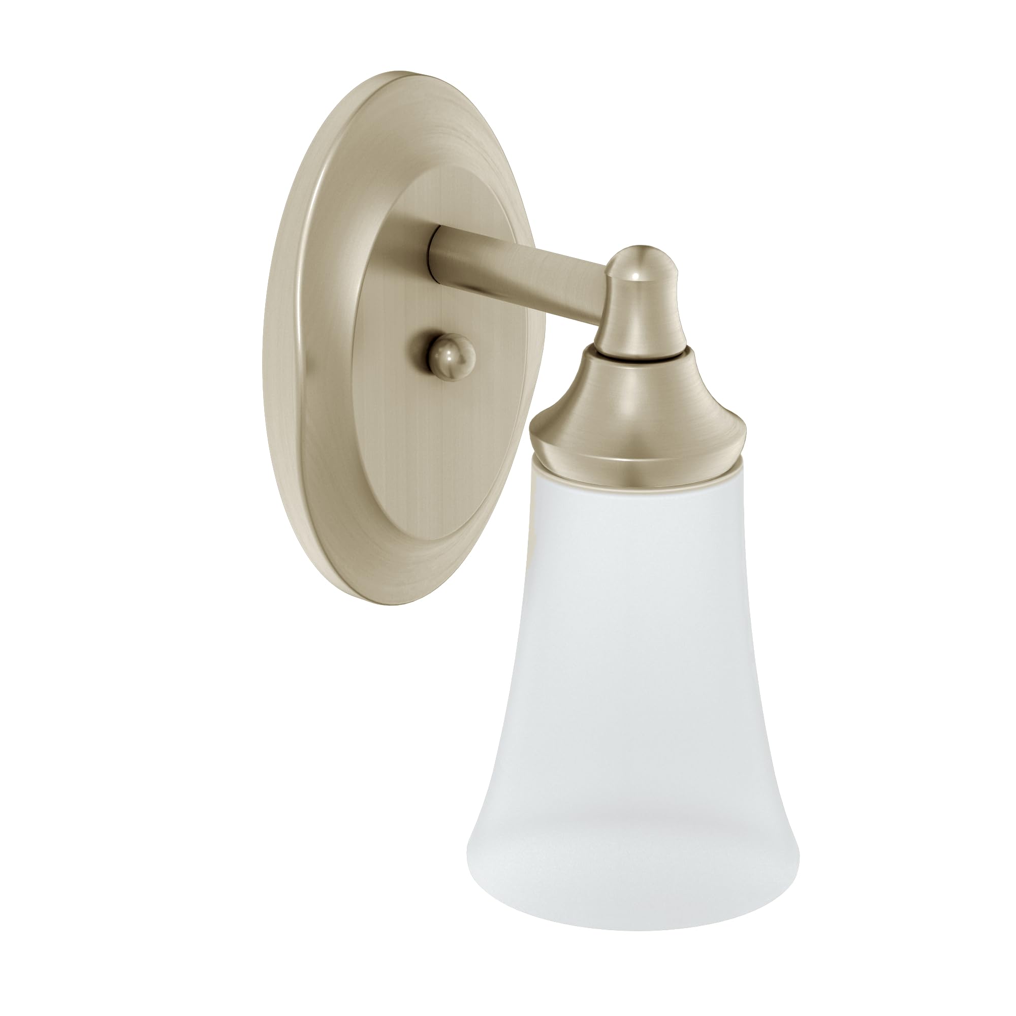 Moen YB2861BN Eva 1-Light Brushed Nickel Bathroom Vanity Light Fixture with Frosted Glass - Perfect for Modern Bathrooms, Powder Rooms & Spa-Style Decor