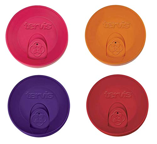 Tervis 24 oz Tumbler and Mug Travel Lid Set - 4 Pieces (Royal Purple, Orange, Red, Fuchsia) | Leak-Proof Drink Cover for Coffee, Tea & Cold Beverages | Perfect for Travel, Office & Outdoor Activities