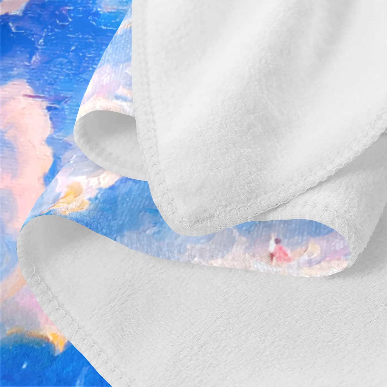 Custom Personalized Blue Sky Beach Towel Set of 3 with Name - Quick Dry Multipurpose Towels (1 Bath + 1 Hand + 1 Washcloth) for Bathroom Decor, Sun Protection & Poolside Relaxation