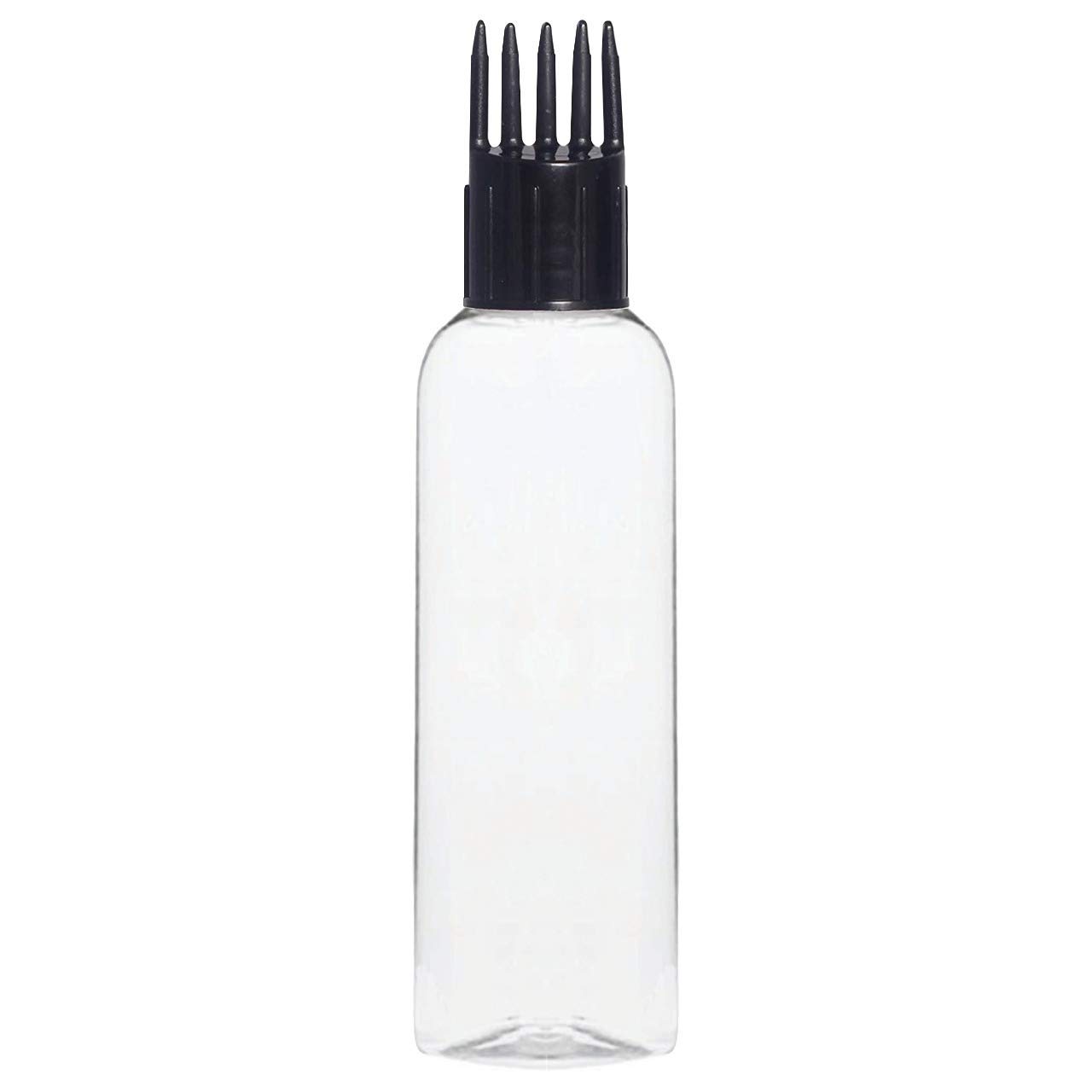 5-Pack 100ml Clear Empty Hair Root Applicator Bottles with Black Comb Cap & Plug - Perfect for Hair Oil, Shampoo & Medicine Application - Ideal for Salon, Home Hair Care & Scalp Treatments