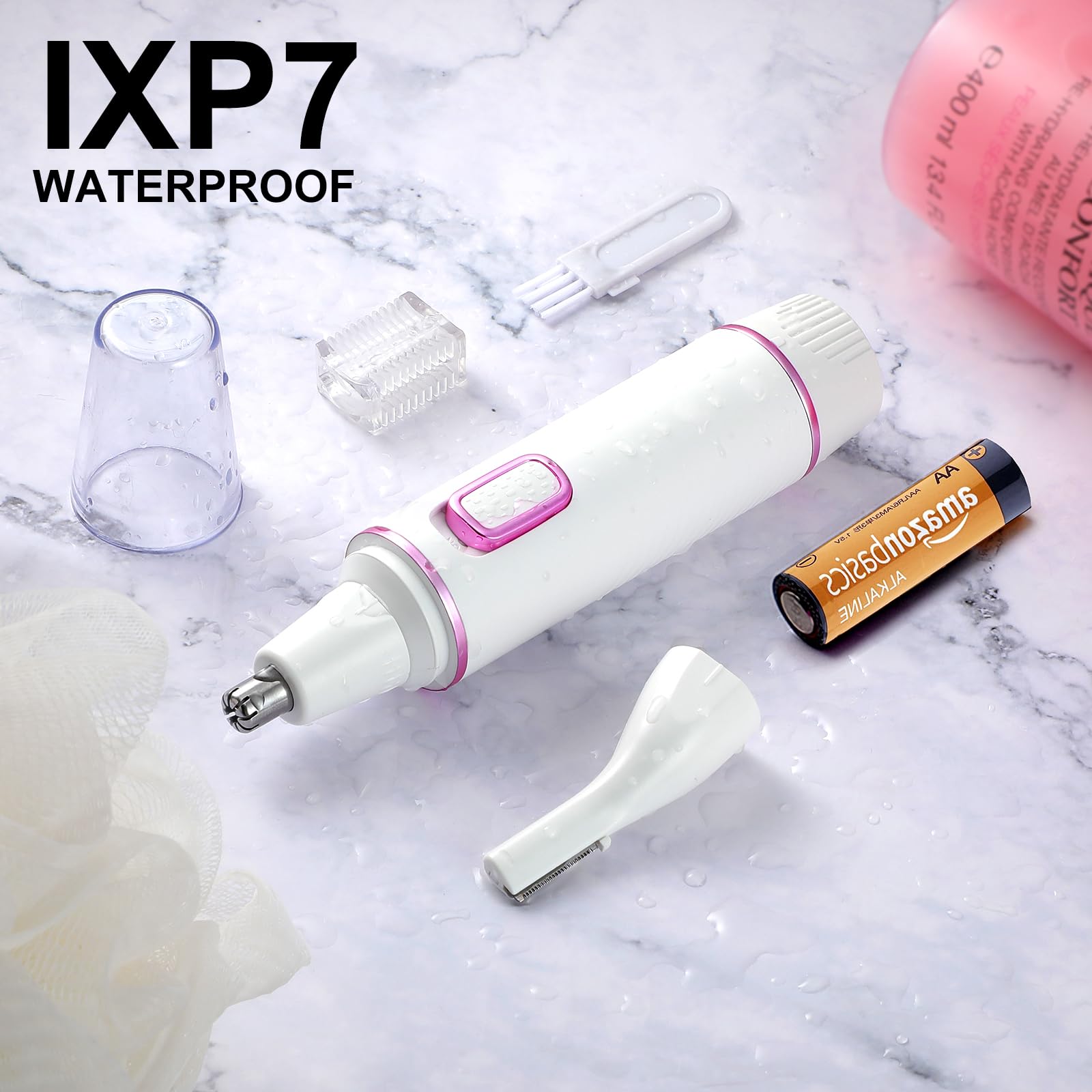 AREYZIN 2-in-1 Painless Nose Hair Trimmer & Eyebrow Trimmer for Women - White Facial Hair Removal Tool with Dual-Edge Blade, Easy to Clean - Perfect for Travel, Home Grooming & Personal Care