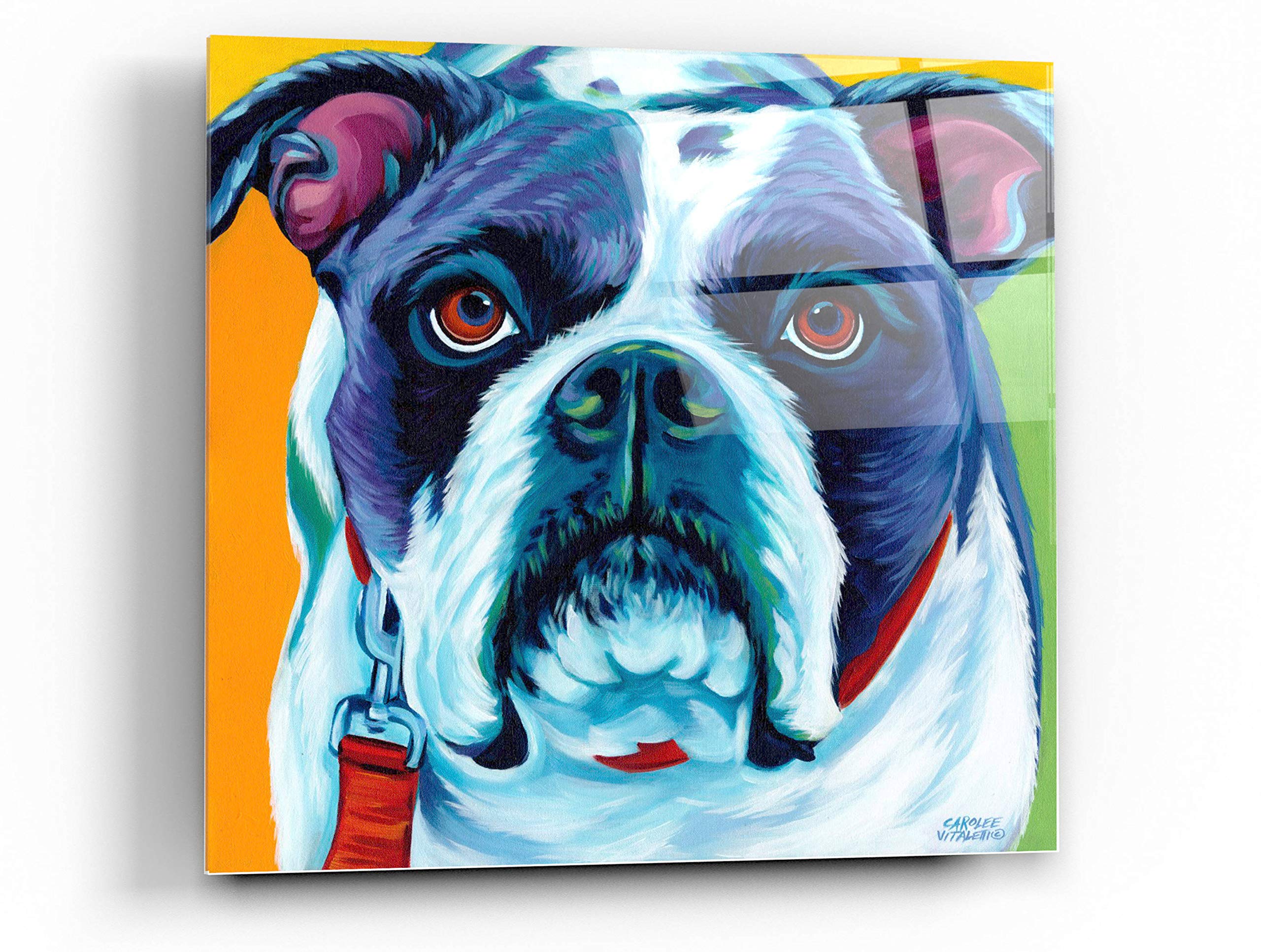 Epic Art 'Cute Pups II' by Carolee Vitaletti - 24x24 Inch Acrylic Glass Wall Decor - Vibrant Dog Painting for Living Room, Nursery & Office Decor