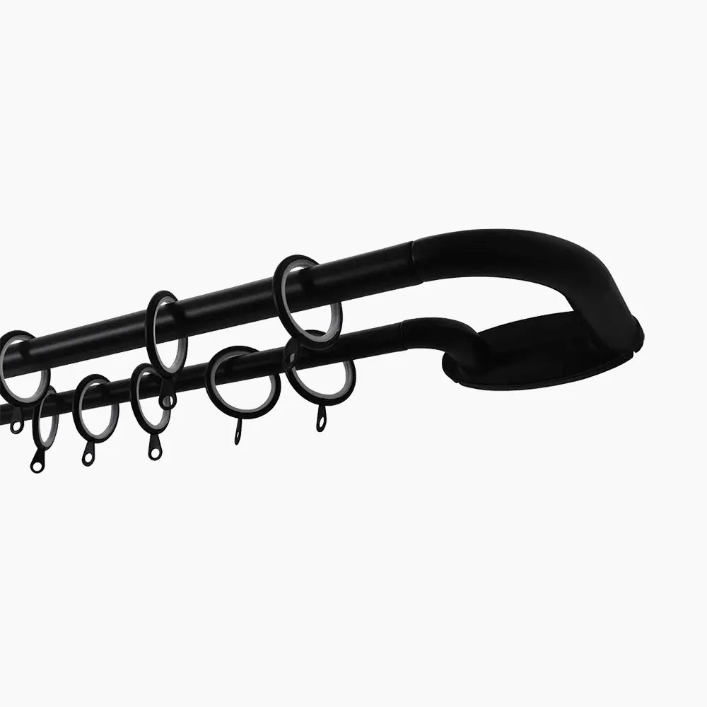 Jaylon Adjustable Double Curtain Rod with Rings - Extendable Drapery Rod for Windows, Perfect for Layering Sheer & Blackout Curtains in Living Room or Bedroom