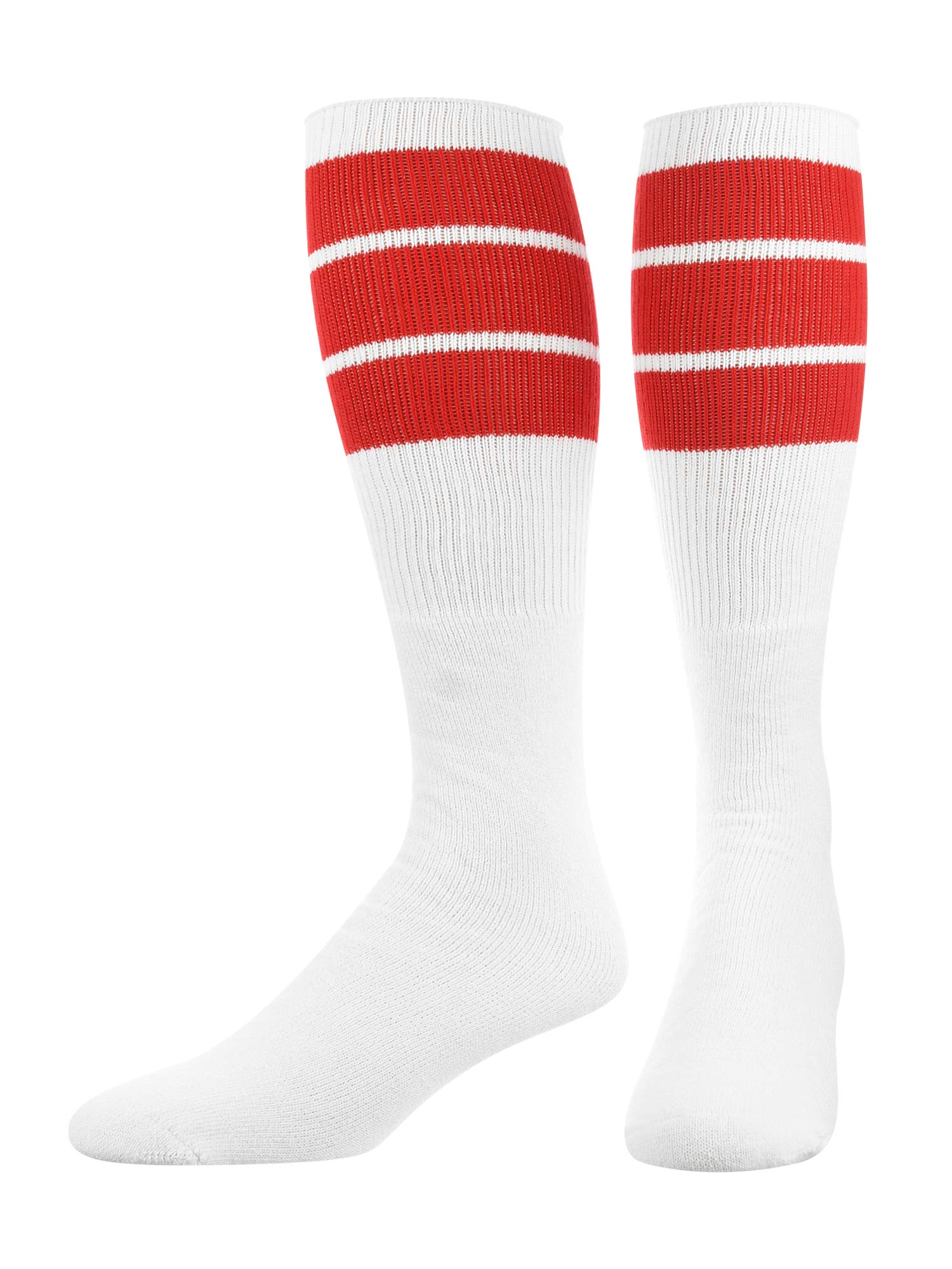 **Vintage Striped Tube Socks for Men & Women - 3-Stripe Retro 70s 80s Style Deadlift Socks | Gym, Workout & Casual Wear**