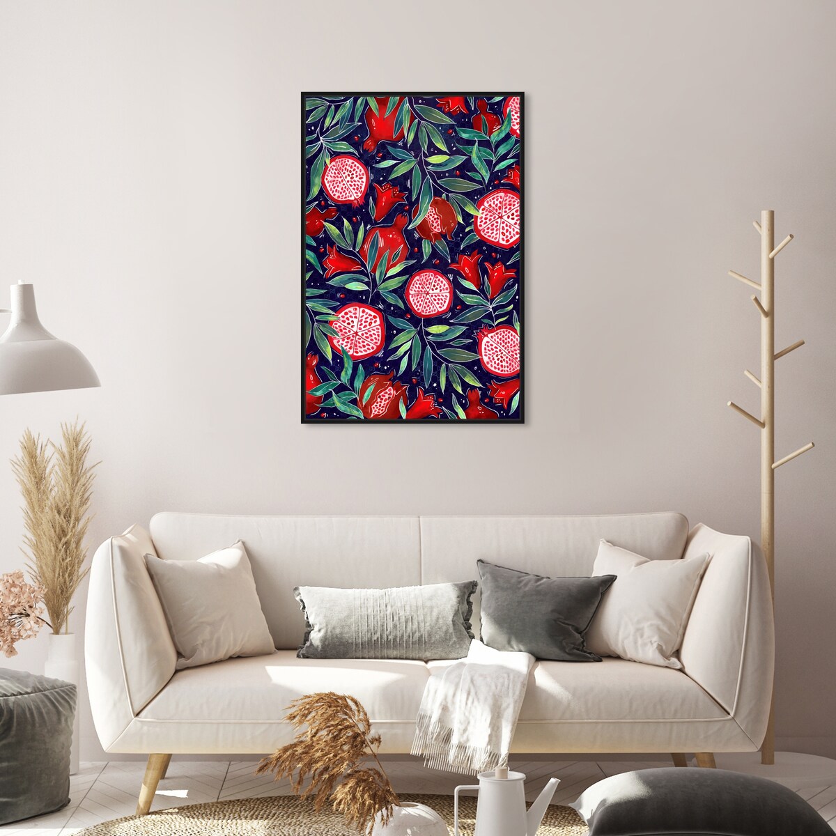 Blooming Tropical Flowers Framed Canvas Wall Art - White Cabin & Lodge Decor for Kitchen, Living Room, Bedroom | Nature-Inspired Home Decor & Gift Idea