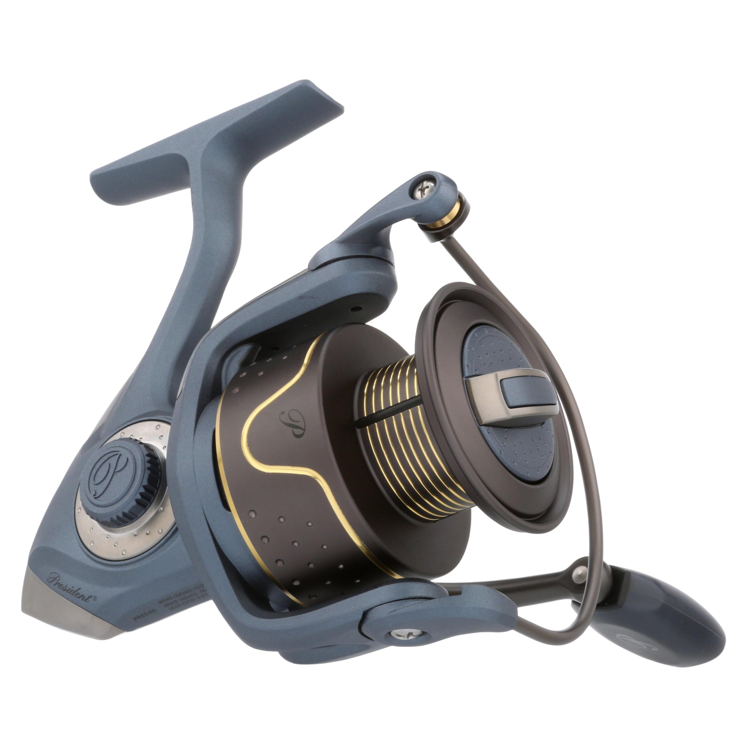 President Spinning Fishing Reel - 40-10 Gear Ratio 5.2:1 - Smooth Saltwater & Freshwater Fishing Reel for Bass, Trout, and Catfish - Perfect for Shore Fishing, Boat Fishing, and Ice Fishing