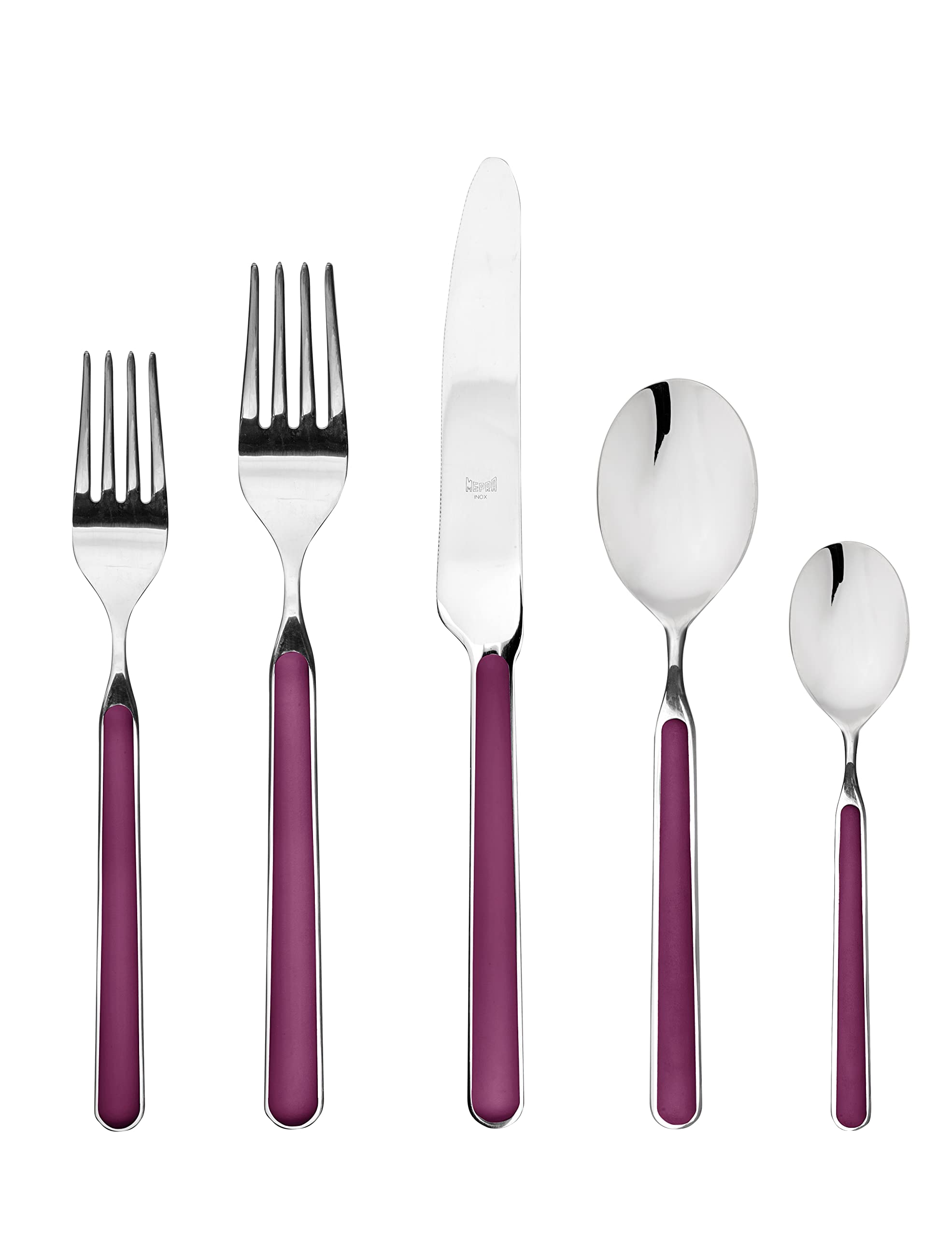 Premium MEPRA 18/10 Stainless Steel Flatware Set - 16-Piece Light Mauve Silverware for Formal Dining, Wedding Gifts & Everyday Use