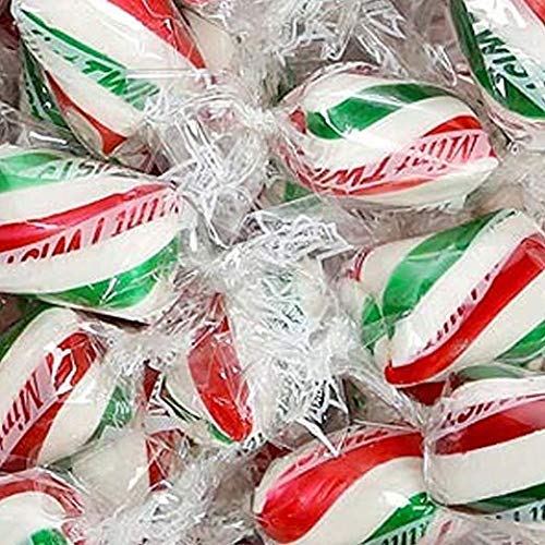 Christmas Red & Green Cylinder Shaped Peppermint Candy Mint Twists - 2 Pounds Bulk Holiday Candy for Stocking Stuffers, Party Favors & Gift Bags - Heat Sealed Freshness