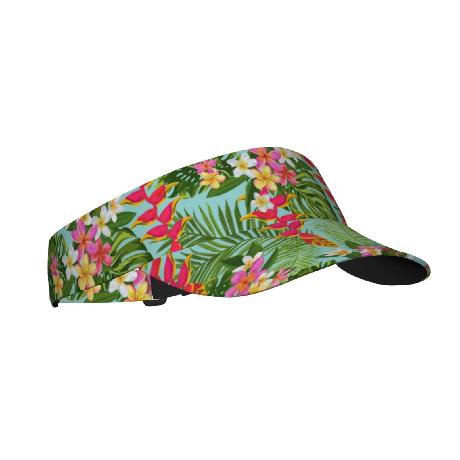 Hawaiian Floral Visor Hat for Women & Men - Adjustable Sports Sun Visor, Breathable Golf Hat for Outdoor Activities - Perfect for Beach, Running, Tennis & Summer Fashion