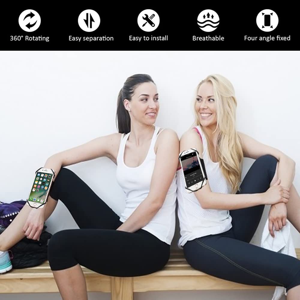 **Adjustable Sports Armband for Smartphone - 360° Rotatable Forearm & Wrist Phone Holder for 4-6.5 Inch Devices - Perfect for Running, Cycling, Gym Workouts & Outdoor Activities (Black)**