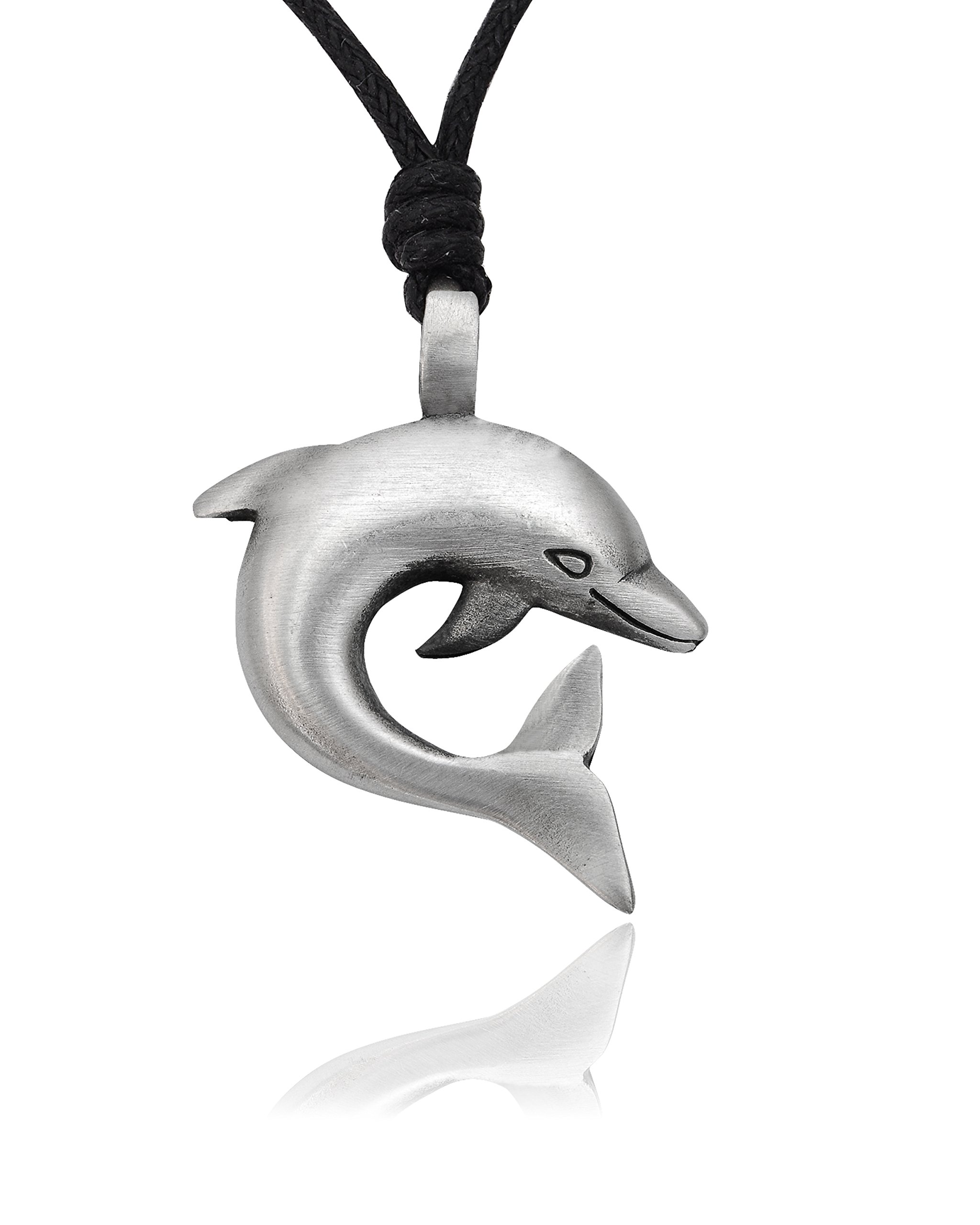 Dolphin Silver Pewter Charm Necklace - Elegant Pendant Jewelry for Women - Perfect Gift for Beach Lovers & Ocean Enthusiasts