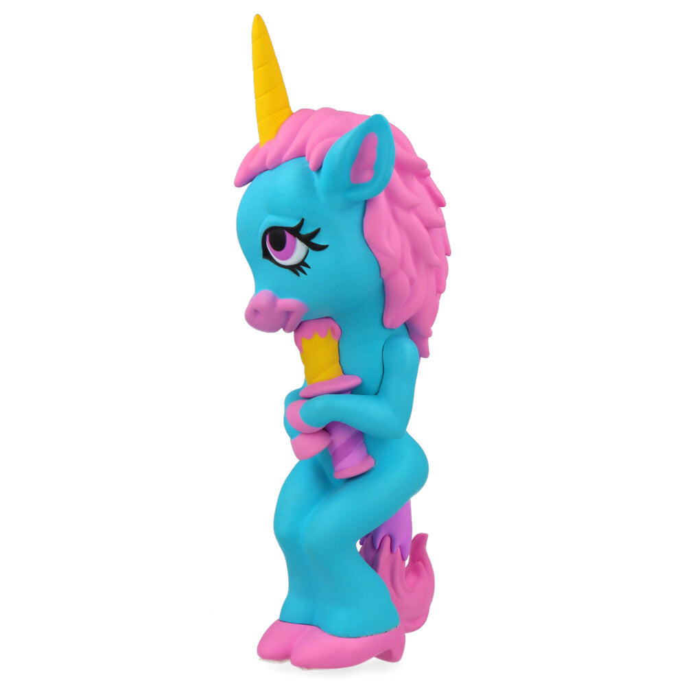Ron English Forlorn Unicorn Blue Vinyl Art Toy - Collectible Pop Surrealism Figure for Home Decor & Art Display
