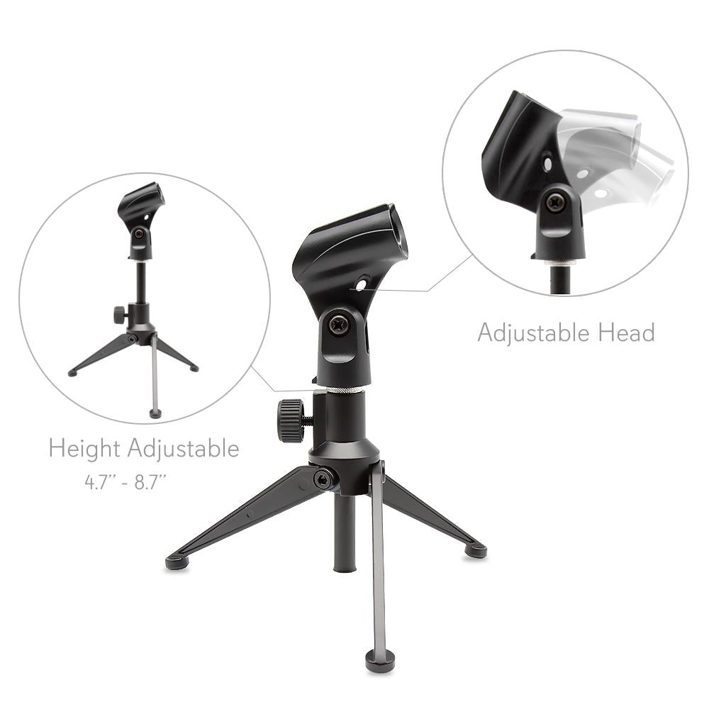 Compact Desk Microphone Stand - Adjustable Height & Sturdy Base for Podcasting, Streaming, Gaming & Home Office Use
