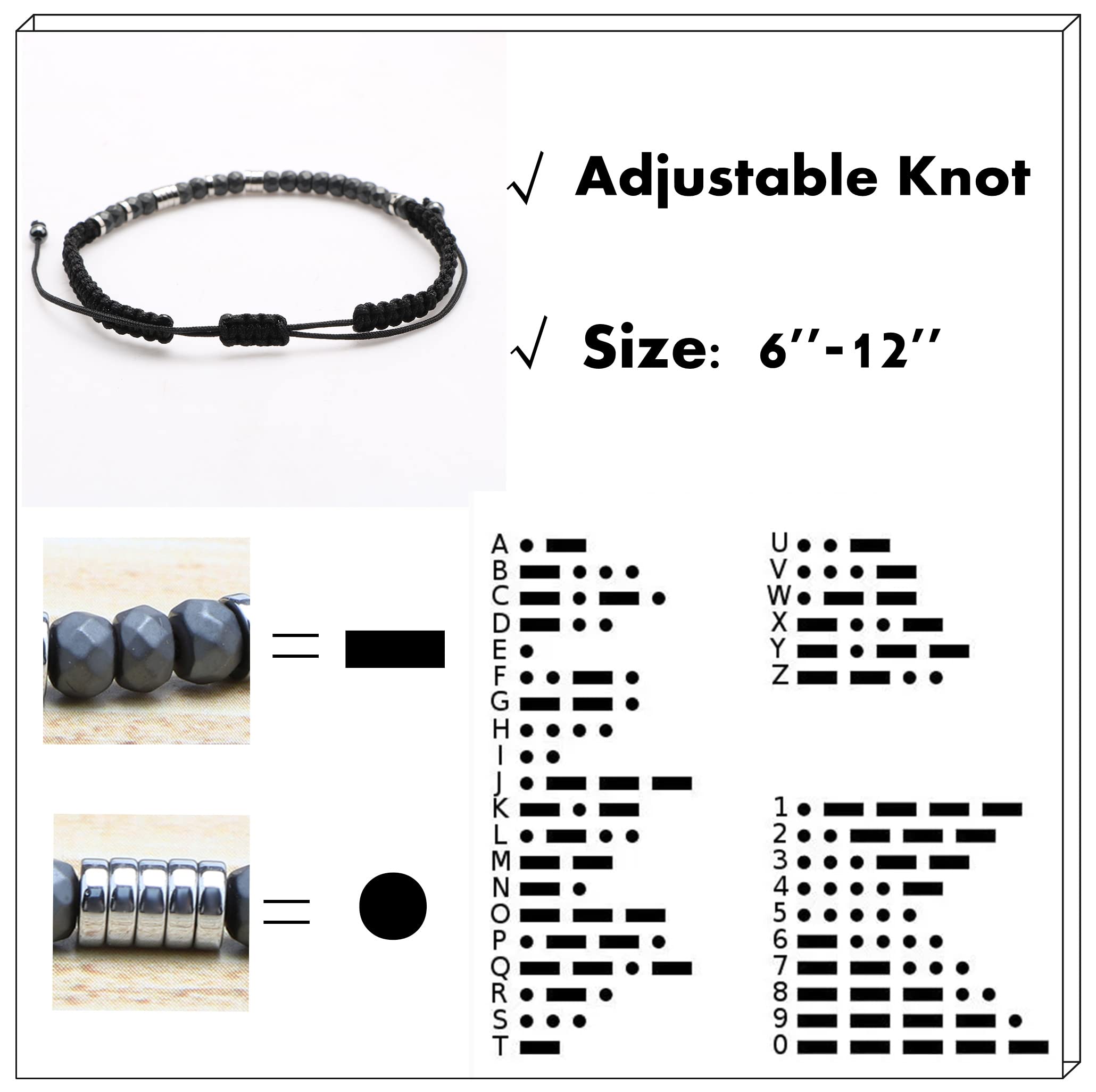 **JoycuFF Morse Code Bracelet for Women & Men - Adjustable Beaded Wrap Bracelet - Inspirational Gift for Birthday, Christmas, Graduation - Perfect for Daughter, Mom, Dad, Sister, Aunt - Encouragement Jewelry for Daily Motivation & Special Occasions**