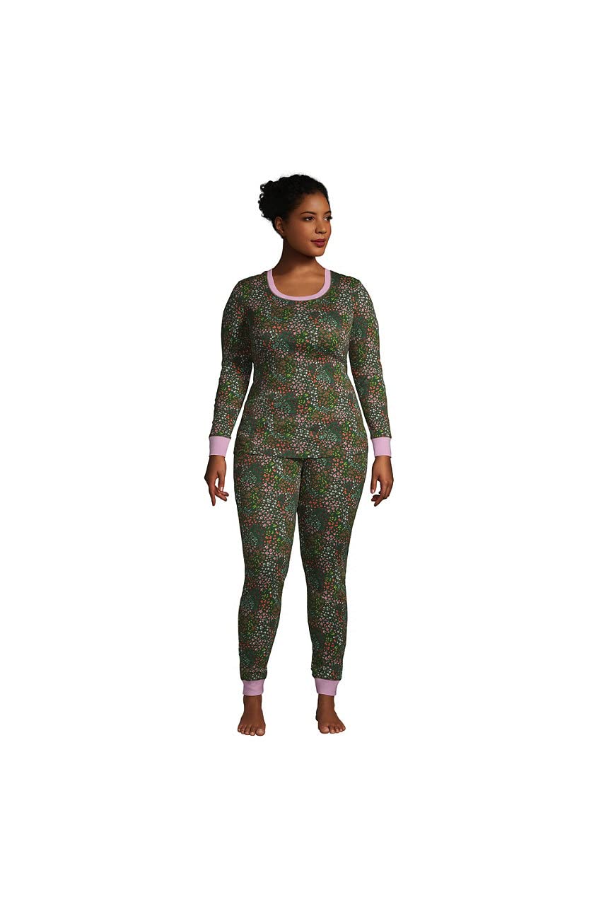 Lands' End Women's Snug Fit Pajama Set - Soft Long Sleeve Top & Pants for Cozy Sleep & Lounging at Home