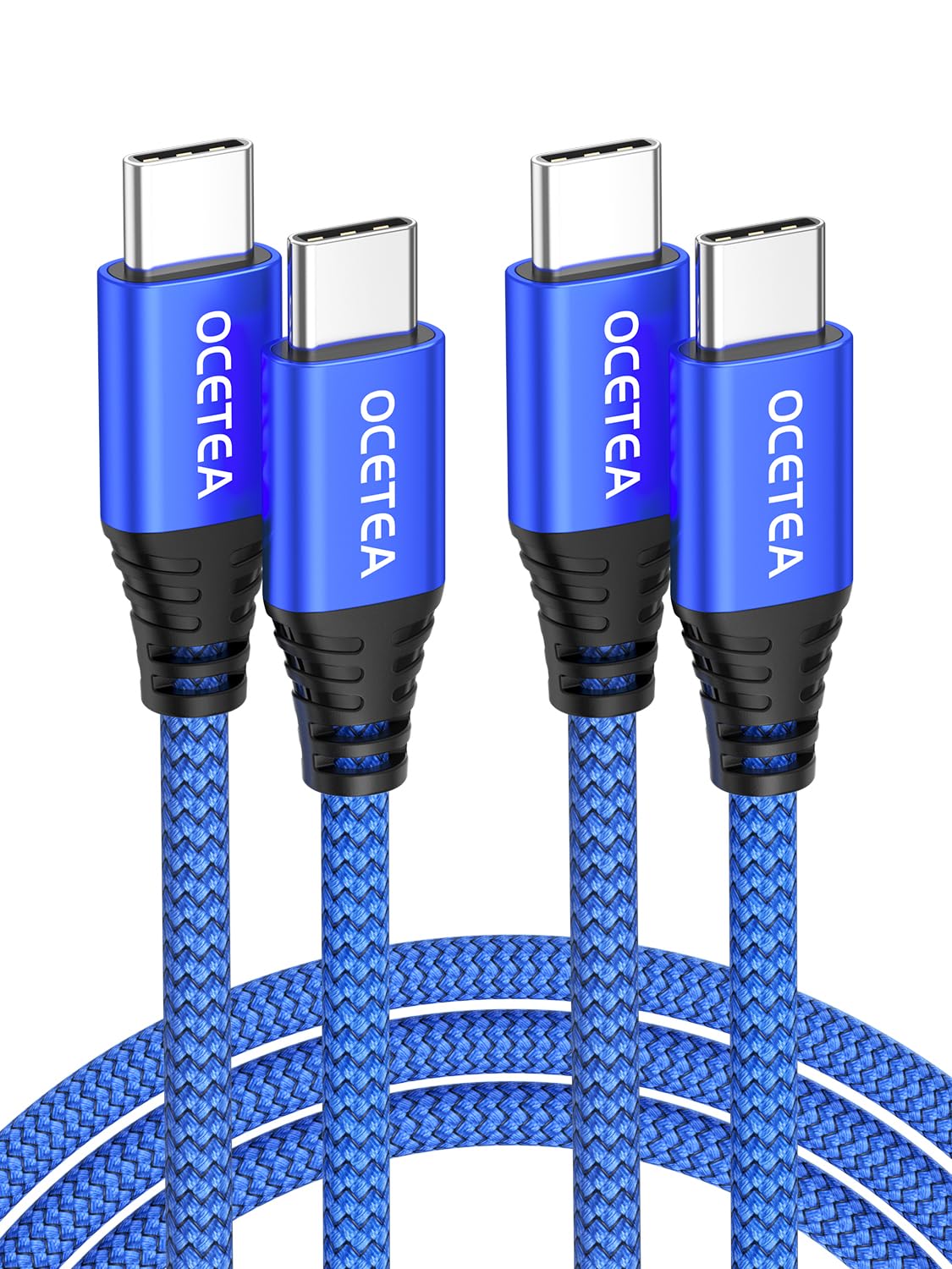 Ocetea USB-C Charger Cable 2-Pack (6.6ft) - 3.1A Fast Charging Cord for iPhone 15/15 Pro/15 Max, MacBook Pro, iPad Pro, Galaxy S24/S23 Ultra, Pixel - Perfect for Home, Office & Travel Charging