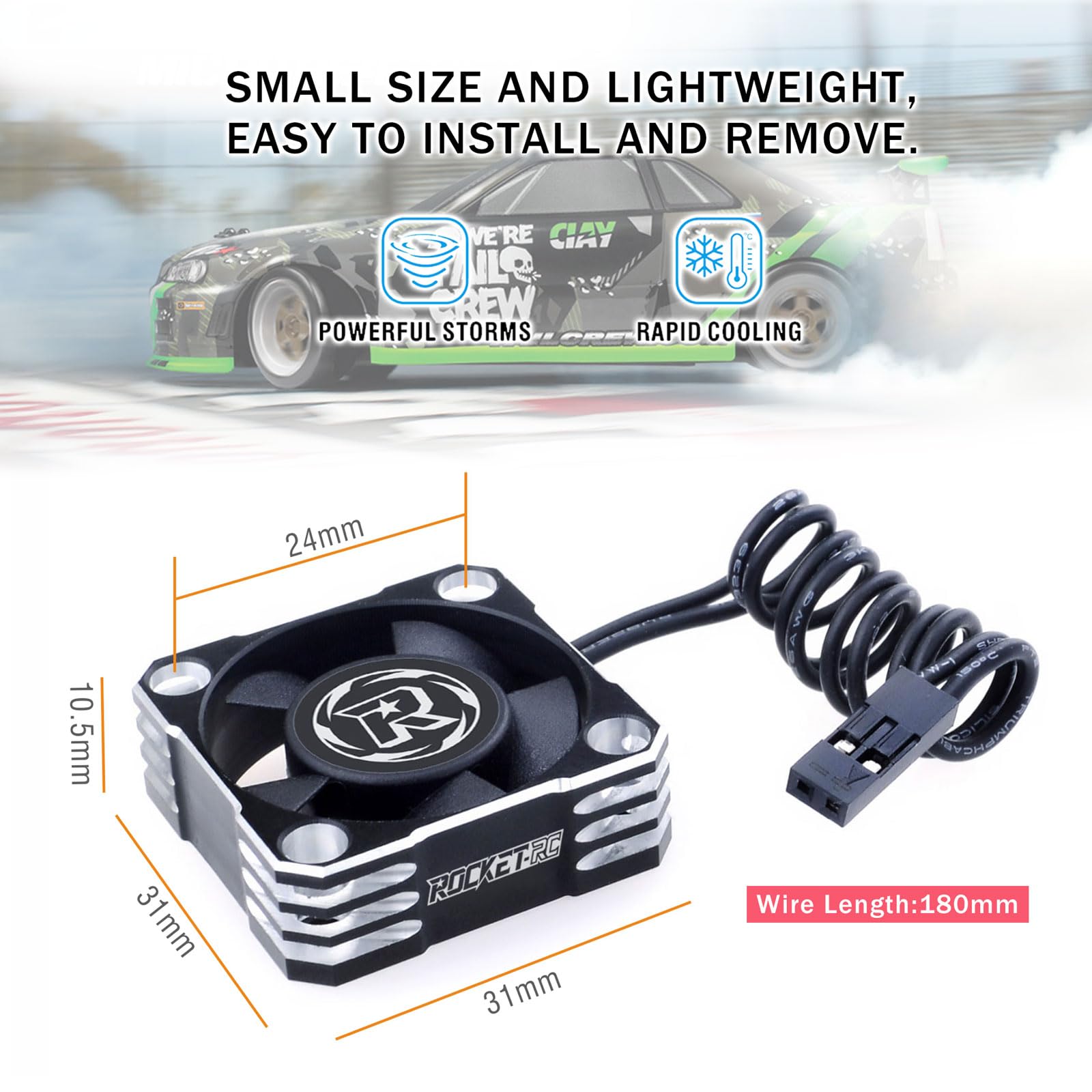 High-Speed 30mm RC Cooling Fan - 28000RPM Aluminum Heatsink for ESC & Motor Cooling | Compatible with 1/8 1/10 1/12 Scale RC Cars & Trucks (Silver) | Perfect for Drift Racing, Off-Road Bashing & High-Performance RC Models