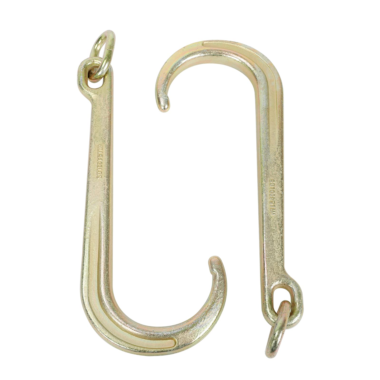 TYFYB 15-Inch Heavy Duty G70 J Hook Tow Strap with Clevis - 2 Pack Yellow Zinc Plated - Ideal for Wrecker Rollback, Off-Road Recovery & Vehicle Towing