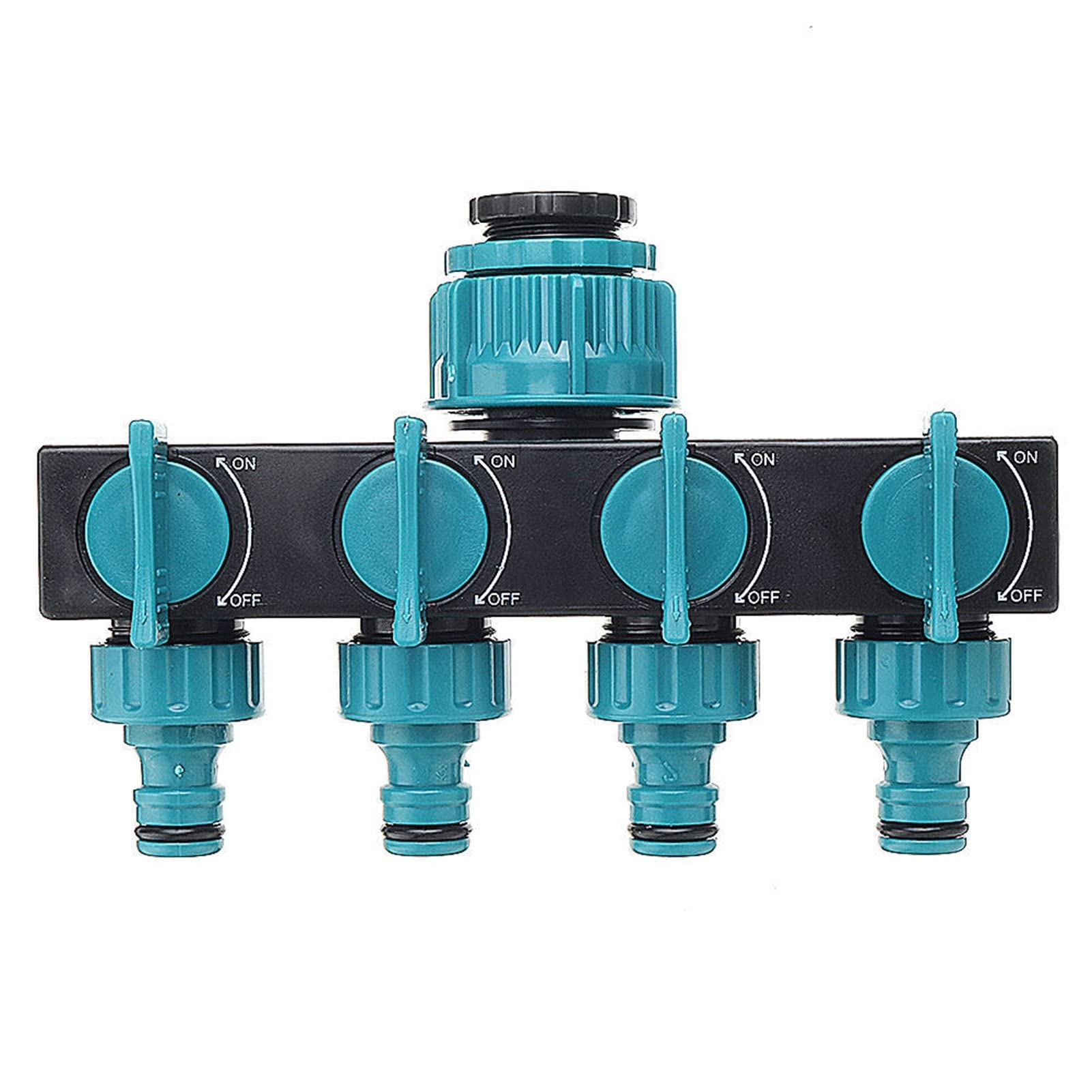 4 Way Garden Hose Splitter - Heavy Duty Water Hose Manifold Connector with 4 Outlets - Durable Brass Spigot Splitter for Lawn, Garden & Outdoor Watering - Perfect for Flower Beds, Car Washing & Home Maintenance