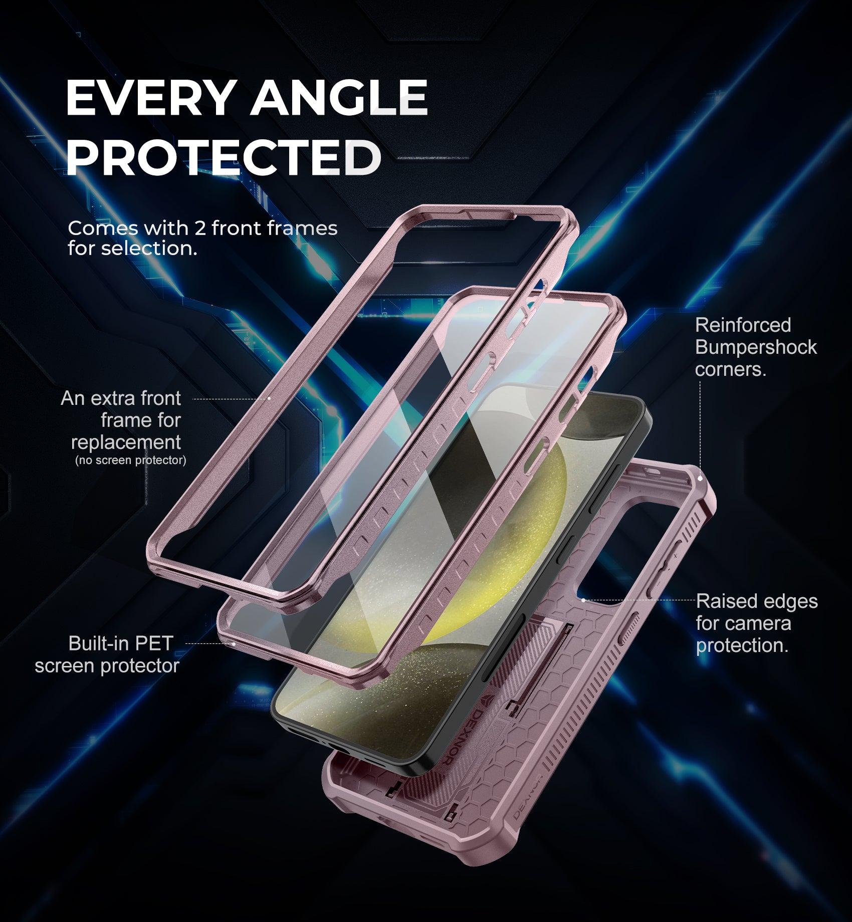 Durable Samsung Galaxy S24 Full Body Case with Screen Protector, Slide Camera Cover, Kickstand & Shockproof Protection - Heavy Duty Rugged Phone Cover for Outdoor, Work & Travel Use