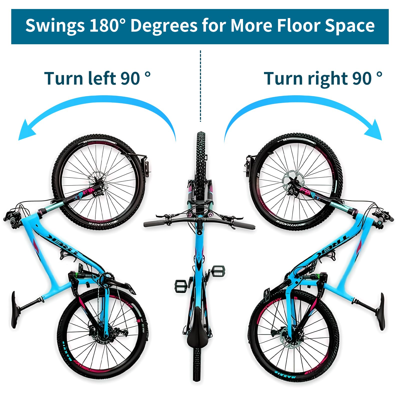 OKSTENCK 2-Pack Swivel Bike Wall Mount Rack - Heavy Duty Garage Storage for Mountain, Road & Kids Bikes - Space Saving Black Bike Holder (Perfect for Small Apartments & Organized Garages)