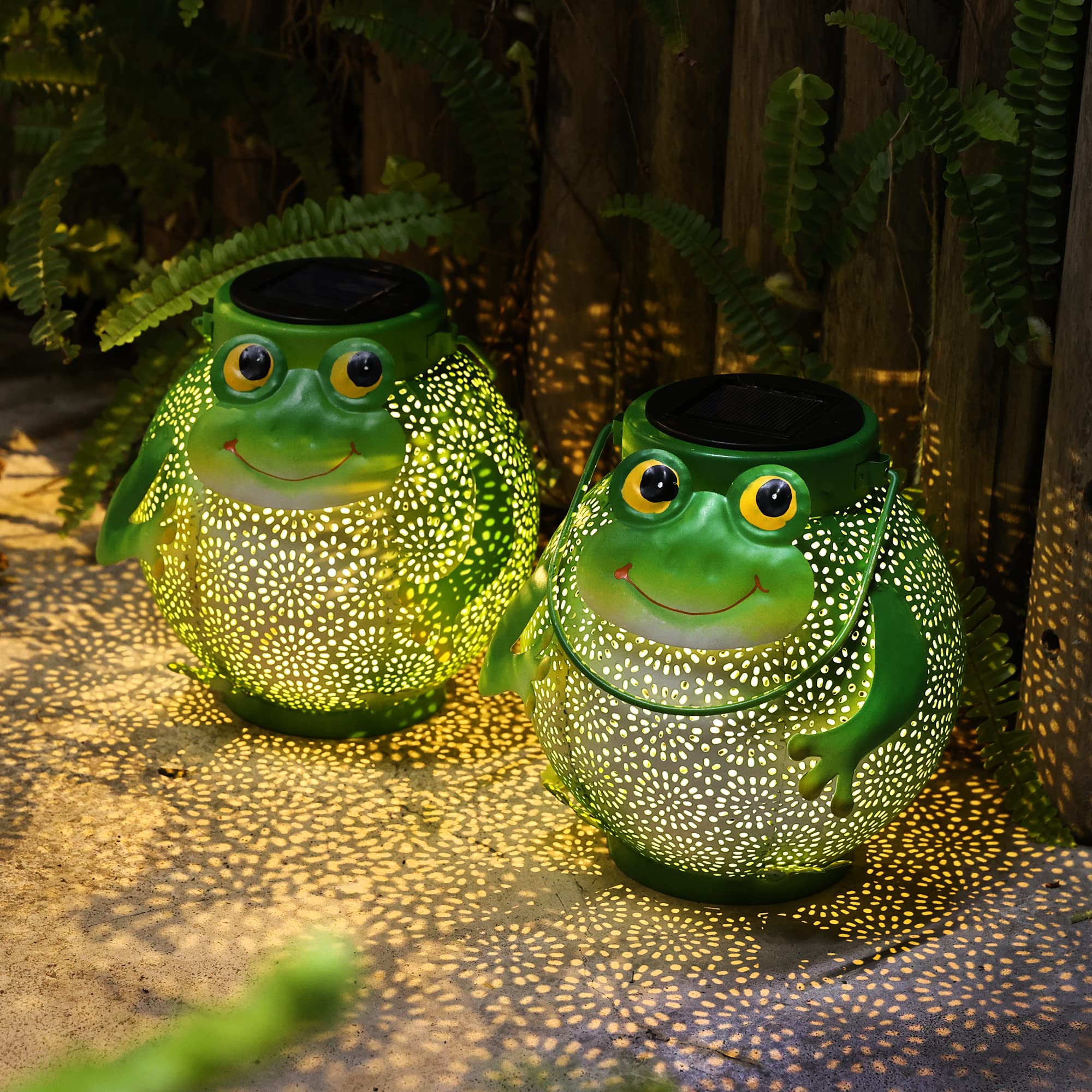 2 Pack Solar Hanging Lanterns - Waterproof Metal Garden Lights with Frog Design for Outdoor Patio, Yard, Pathway & Table Decor | Perfect for Backyard Parties, Wedding Decorations & Landscape Lighting