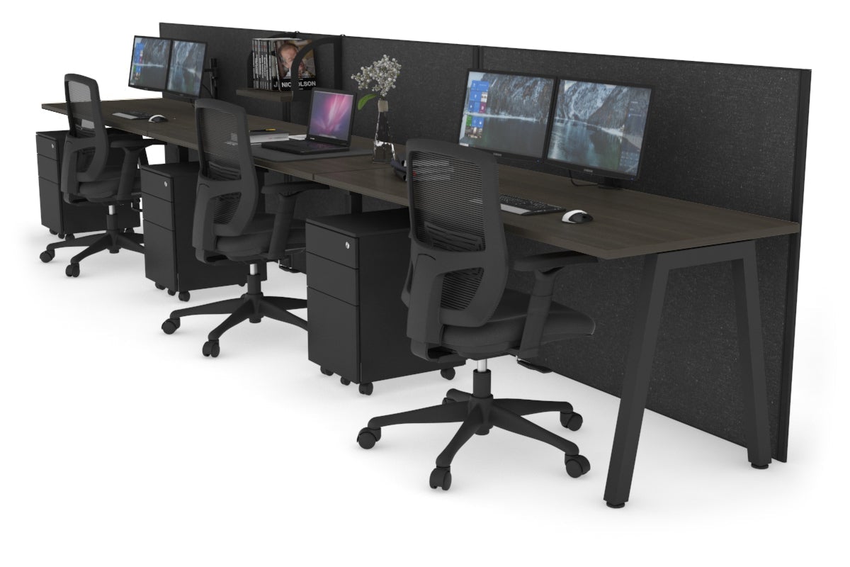 Horizon Quadro 3-Person Office Workstation Desk - 1600L x 700W Large Executive Desk for Collaborative Workspaces, Home Office & Business Meetings