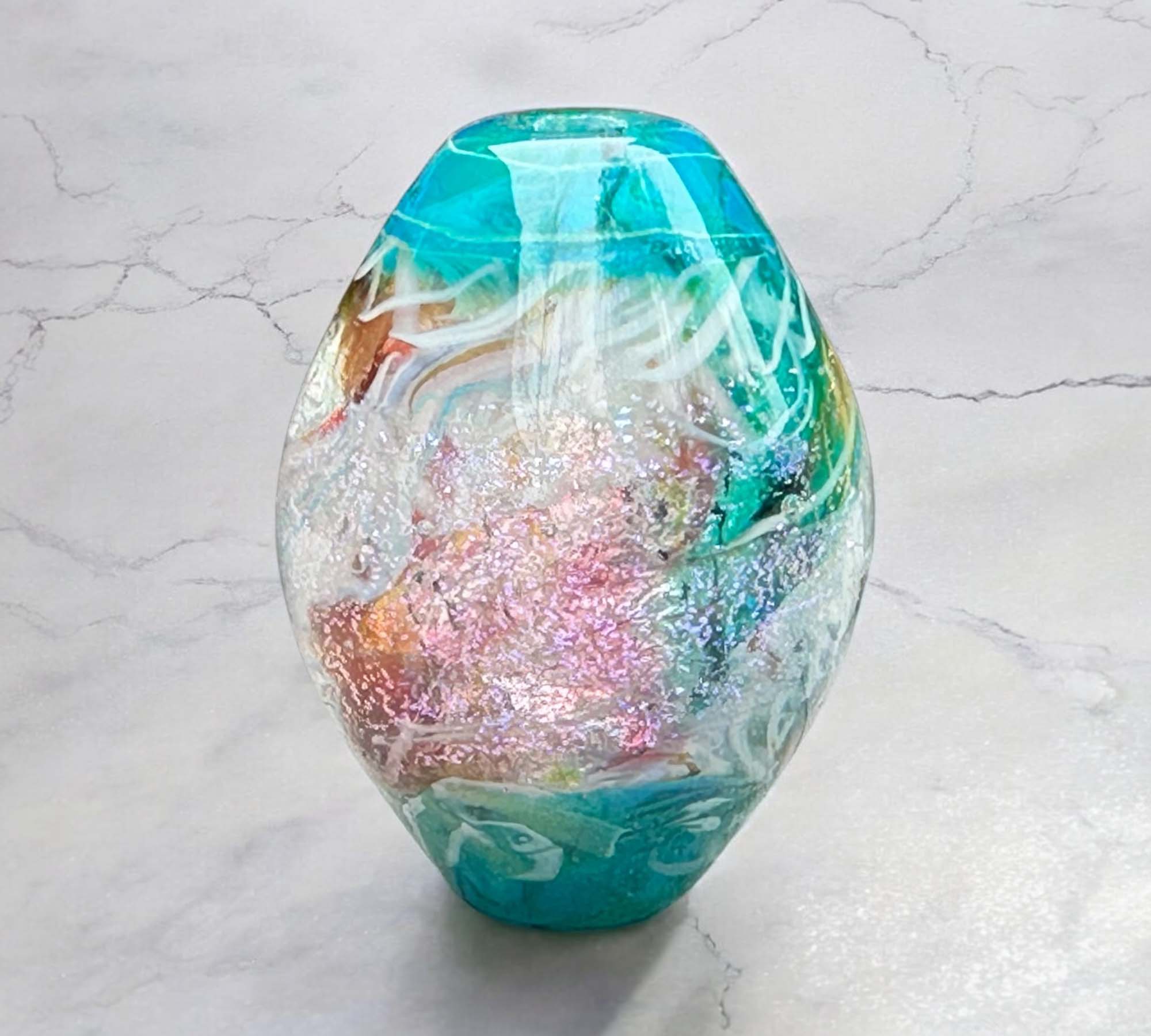 Handmade Blue Carousel Lampwork Glass Focal Bead for Jewelry Making - DIY Bracelet, Necklace & Craft Projects - Perfect for Beaders and Artisans