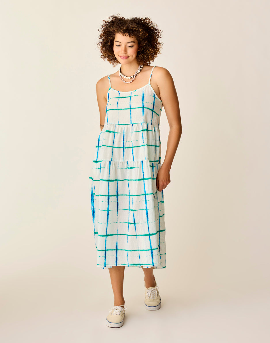 Jacey Textured Dress - Blue Aura Flowy Midi Dress for Women | Boho Chic Summer Outfit | Perfect for Beach Vacations, Date Nights & Casual Outings