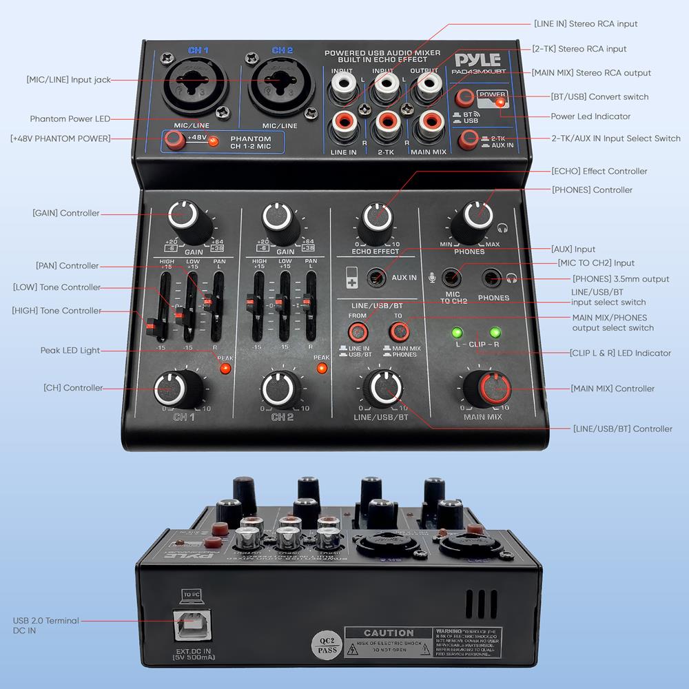 Portable Bluetooth DJ Mixer Controller - Wireless DJ Mixing Interface for Music Production & Live Performances | Perfect for Home Studios, Clubs & Events