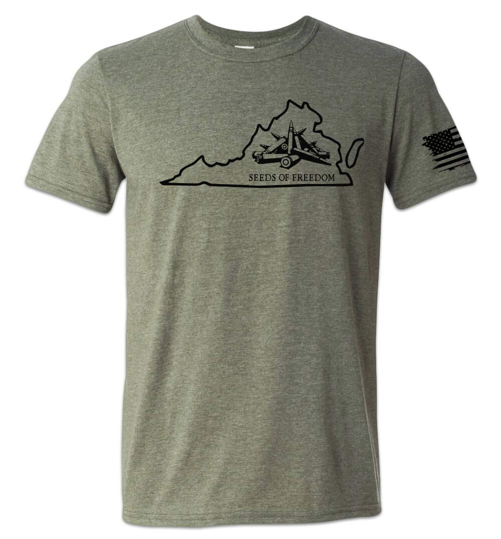 Zepp Tees Virginia Seeds of Freedom T-Shirt - 2nd Amendment Support, Gun Rights Apparel, American Flag Design - Green, XLarge - Perfect for Political Rallies, Patriotic Events & Freedom Supporters